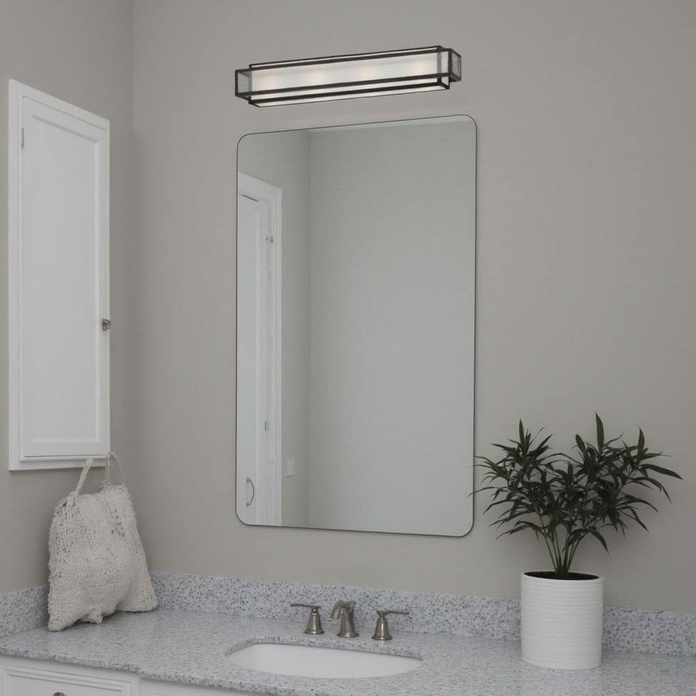 Aged Charcoal 30" 4-Light Bath Vanity with Clear Seeded Glass