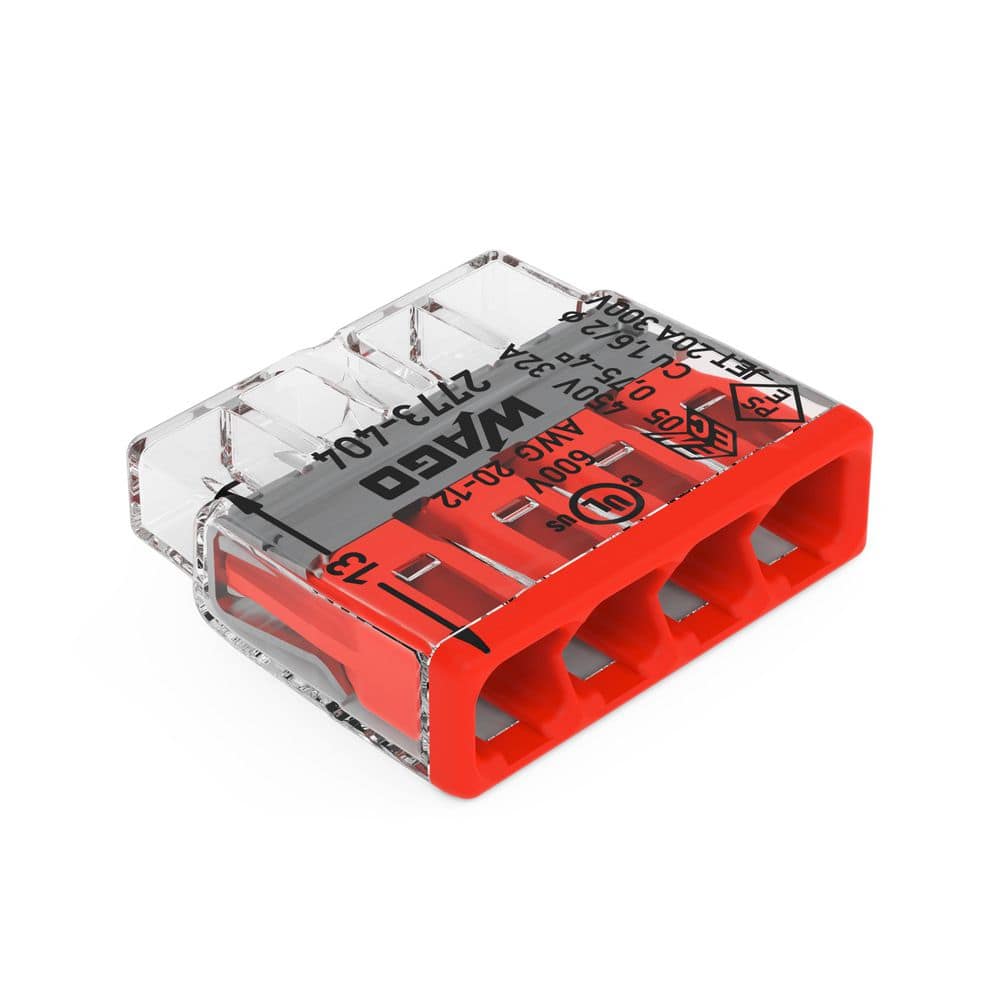 2773-Series Pushwire 4-Conductor Splicing Connector, 20-12 AWG. (100-Pieces)