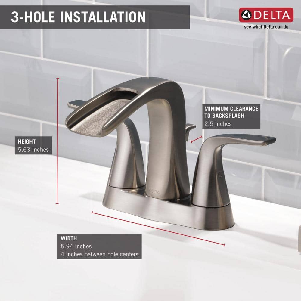 Stainless Steel Waterfall Bathroom Faucet with Drain Assembly