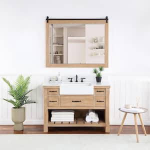 Villareal 48 in.W x 22 in.D x 34 in.H Single Farmhouse Bath Vanity in Weathered Pine with Composite Stone Top