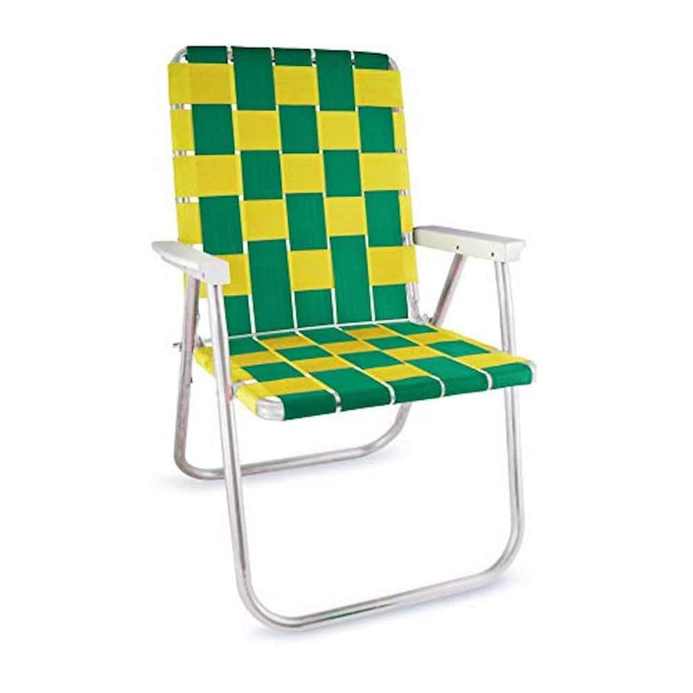 Durable Green And Yellow Aluminum Lightweight Stackable Folding Lawn Chair