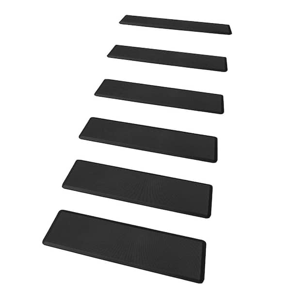 Black 8 in. x 30 in. PVC Stair Tread Cover Cusioned Foam Stair Pads Mat Soft Touch Peel & Stick (Set of 16)