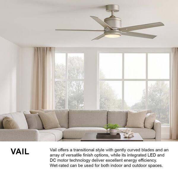 HINKLEY Vail 52.0 in. Indoor/Outdoor Integrated LED Brushed Nickel