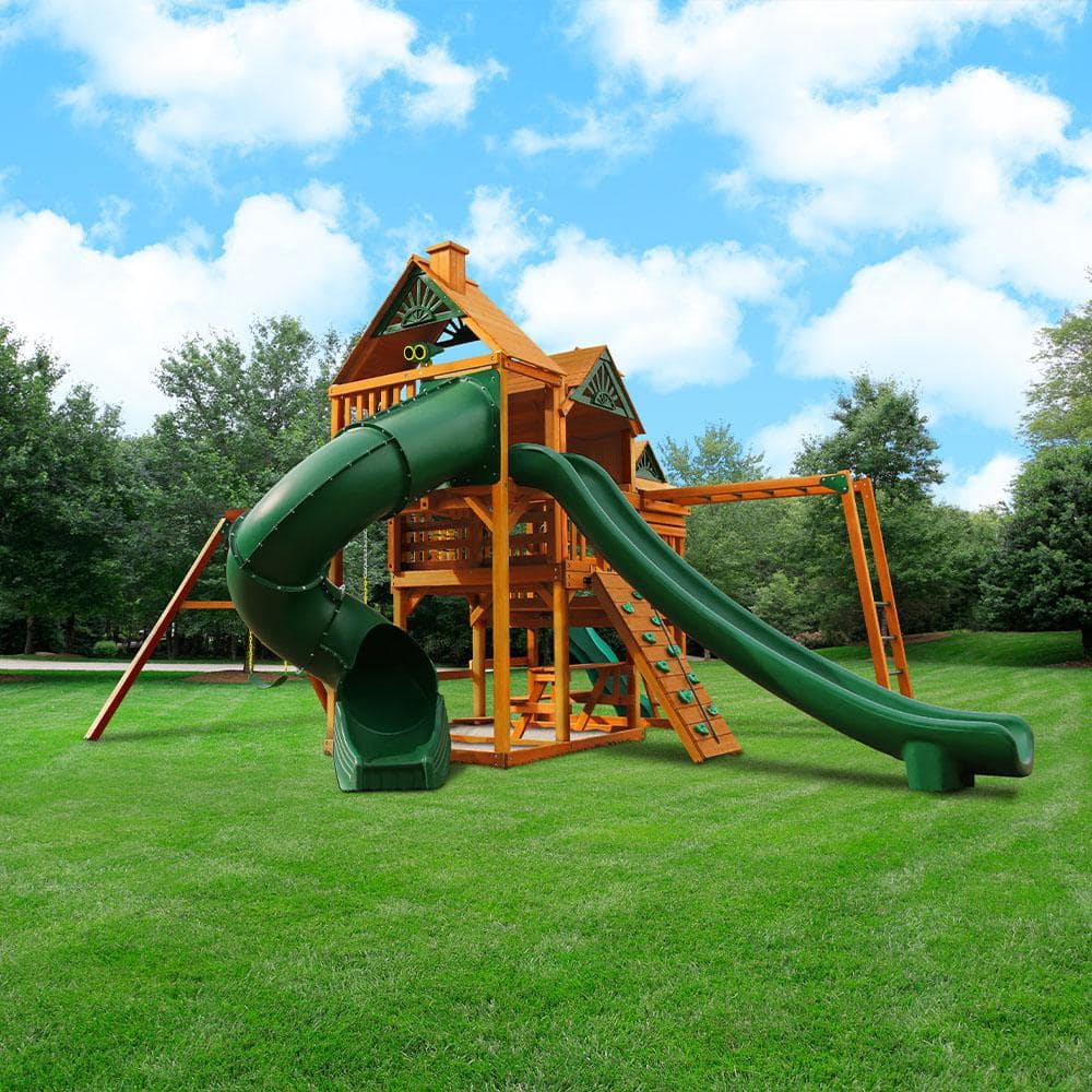 Empire Cedar Swing Set with 3 Play Decks and Slides