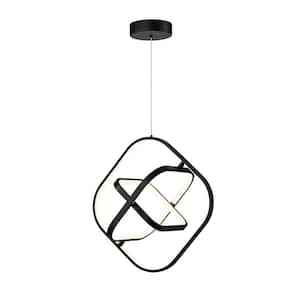 Sienna Collection 30-Watt Integrated LED Black Square Pendant