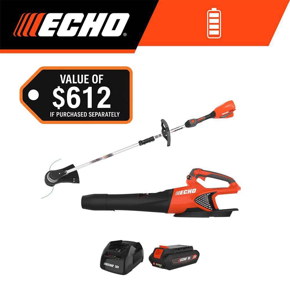 ECHO - 56V Cordless Battery 16 in. String Trimmer and 151 MPH 526 CFM Blower Combo Kit w/ 2.5Ah Battery and Charger (2-Tool)
