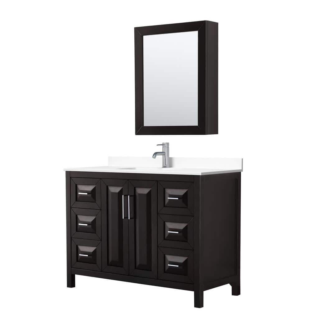 Wyndham Collection Daria 48 in. W x 22 in. D Single Vanity in Dark Espresso with Cultured Marble