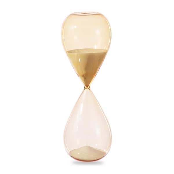 Glitzhome Modern Double-Layered Amber Hourglass with White Sand, 30-Minute Sand Timers