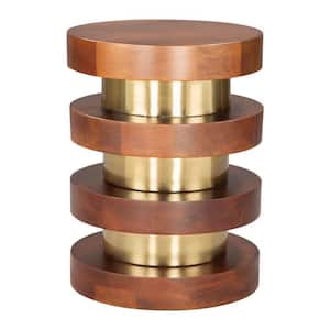 15.00 in. Brown Round Solid Wood End Table