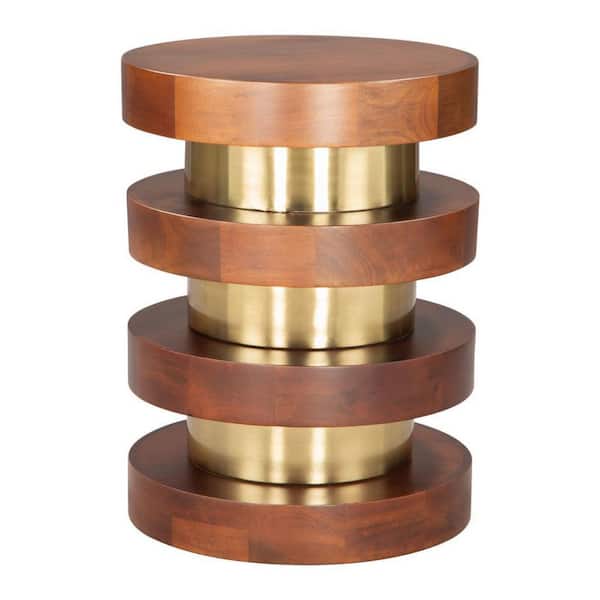 15.00 in. Brown Round Solid Wood End Table