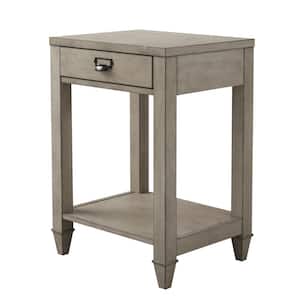 Antique Gray Wash Country One-Drawer Side Table