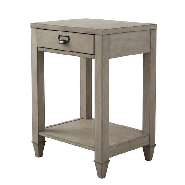 ANBAZAR Antique Gray Wash Country One-Drawer Side Table