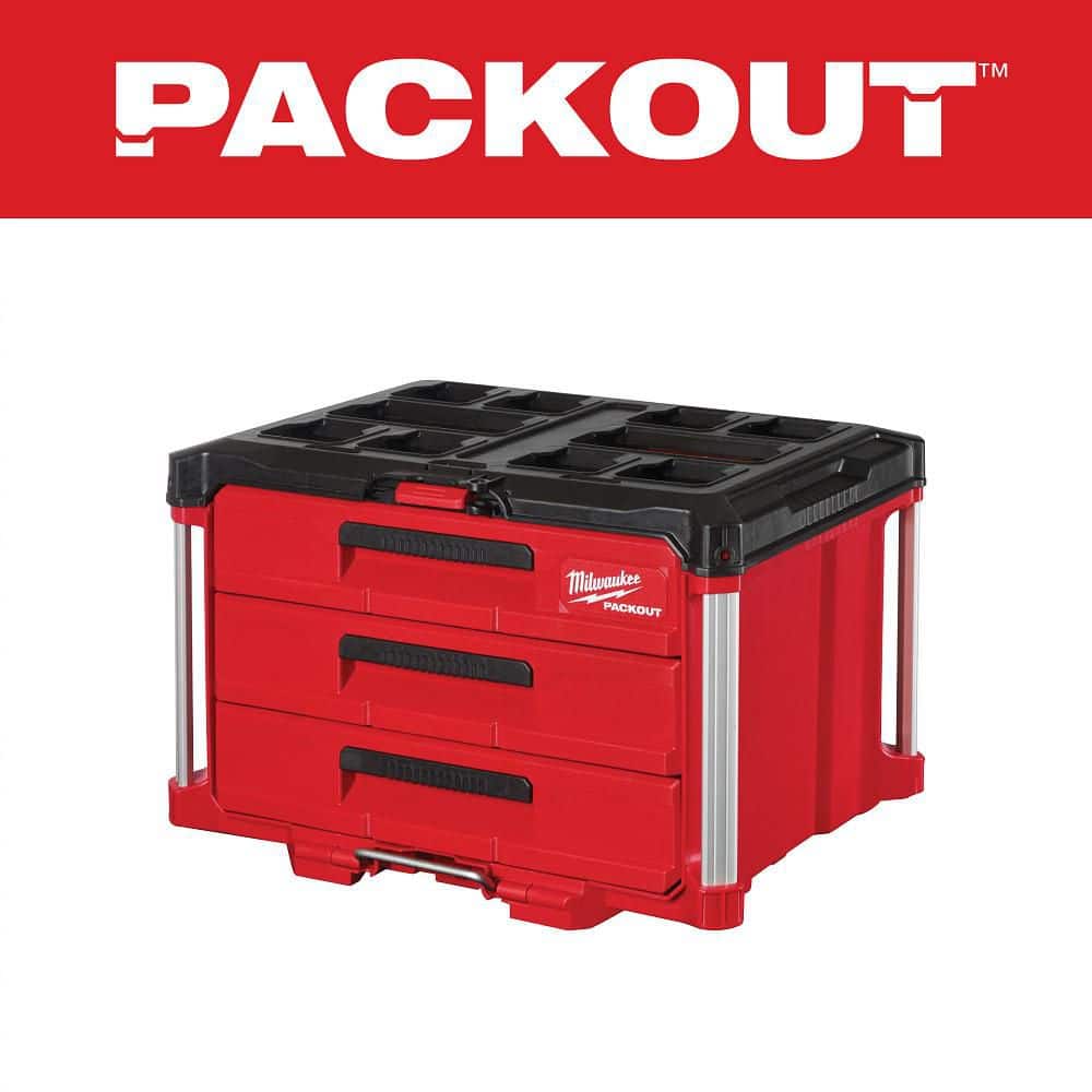 Milwaukee PACKOUT 22 in. Modular 3-Drawer Tool Box with Metal Reinforced Corners 48-22-8443