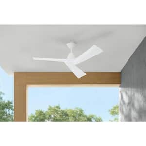 Easton 52 in. Indoor/Outdoor Matte White with Matte White Blades Ceiling Fan with Remote Included