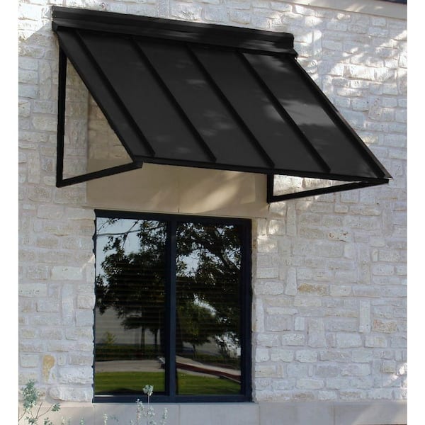 4 ft houstonian metal standing seam awning 24 in h x 36 in d in black