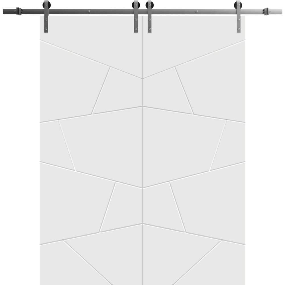 Assemble Required 28 in. x 96 in. 2-Panel Painted White Solid Wood Sliding Barn Door with Hardware Kit price history on PriceWatchPro