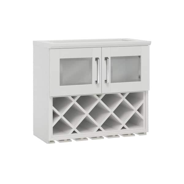 NewAge Products Home Bar White Wall Wine Rack Cabinet