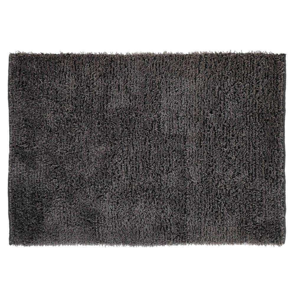 Chesapeake Merchandising Microfiber Shag Grey 7 ft. x 9 ft. Area Rug ...