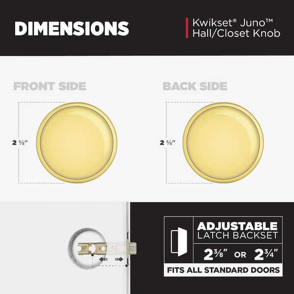 Kwikset Juno Polished Brass Passage Hall/Closet Door Knob