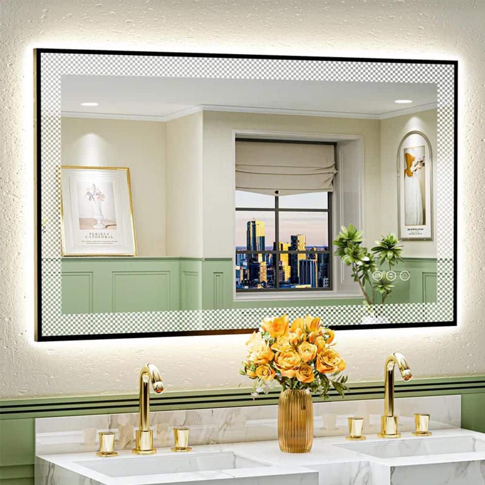 40 in. W x 24 in. H Rectangular Framed Front and Back LED Lighted Anti-Fog Wall Bathroom Vanity Mirror in Tempered Glass price history on PriceWatchPro