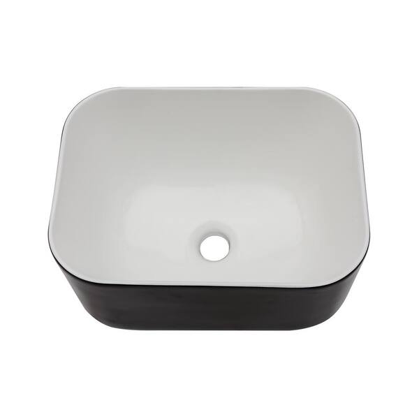 Staykiwi 16 in. Vessel Rectangular Bathroom Sink in Black and White Ceramic