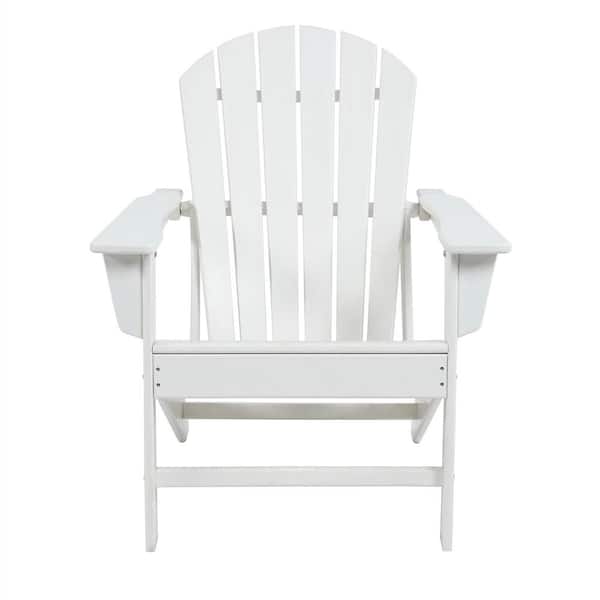 JUSKYS Recycled Plastic Weather Resistant Outdoor Patio Fire Pit Off-White Adirondack Chair