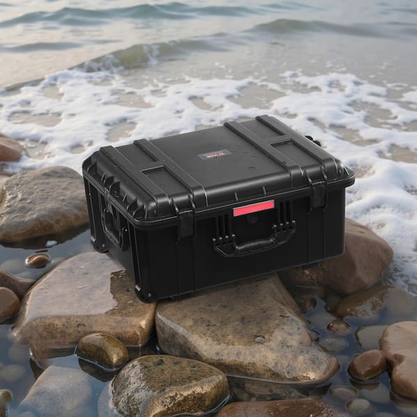 VEVOR Weatherproof Hard Case, 24.8 in. Black Backpack with Heavy