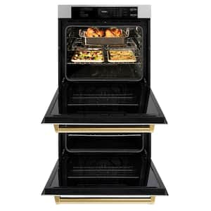 Autograph Edition 30 in. Electric Double Wall Oven with Convection in Stainless Steel and Polished Gold