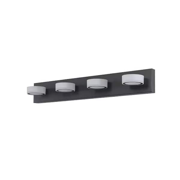 29.1 in. 4-Light LED Vanity Lights Fixtures Modern Black Over Mirror Bath Wall Lighting
