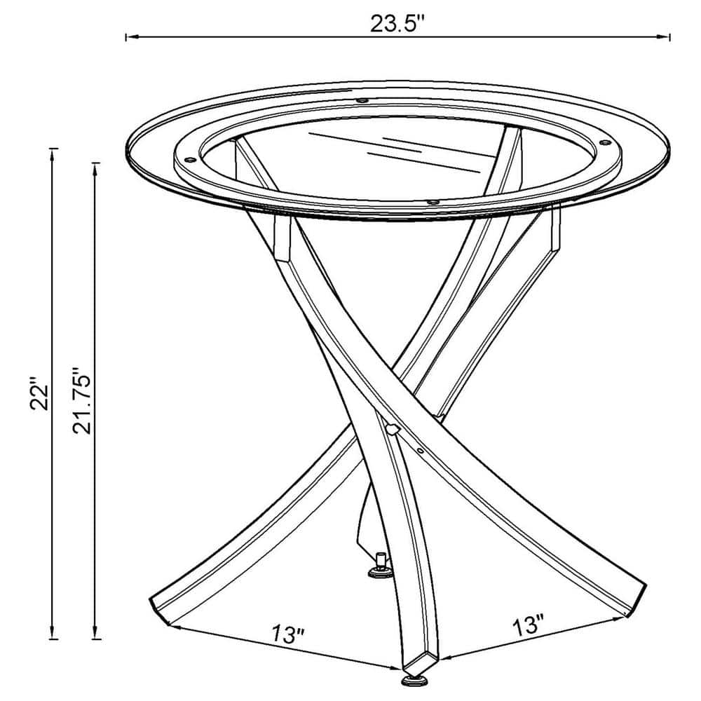 Gold Round Metal and Glass End Table with Black Frame