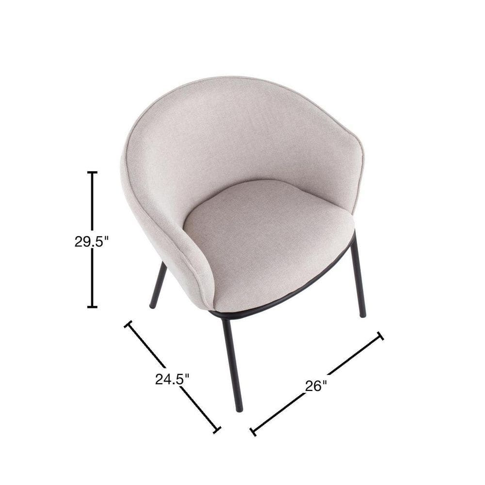 Cream Upholstered Arm Chair with Black Steel Frame