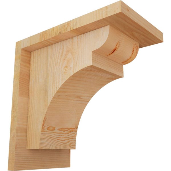 Ekena Millwork 6 in. x 10 in. x 10 in. Douglas Fir Yorktown Rough Sawn Corbel with Backplate