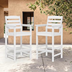 HDPE Plastic Adirondack Outdoor Bar Stools in White