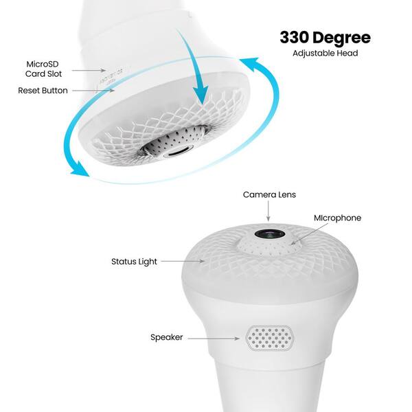 Feit Electric HD 1080P 10-Watt A23 LED Wi-Fi Smart IP Surveillance Home Security Camera Light Bulb, No Hub Required, Daylight (4-Pack)
