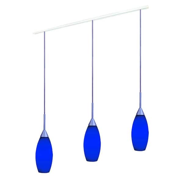 HALO Blue Glass Pendant Track Kit With 3 Pendants