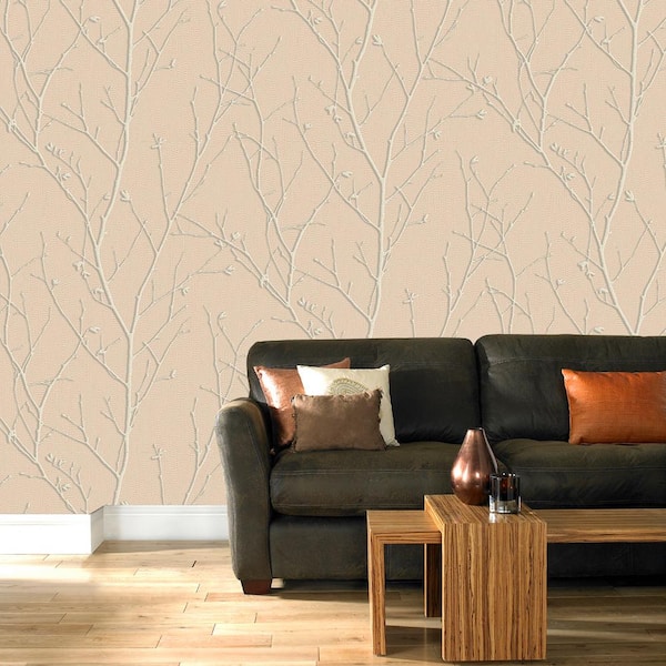Water Silk Sprig Rose Gold Wallpaper Sample