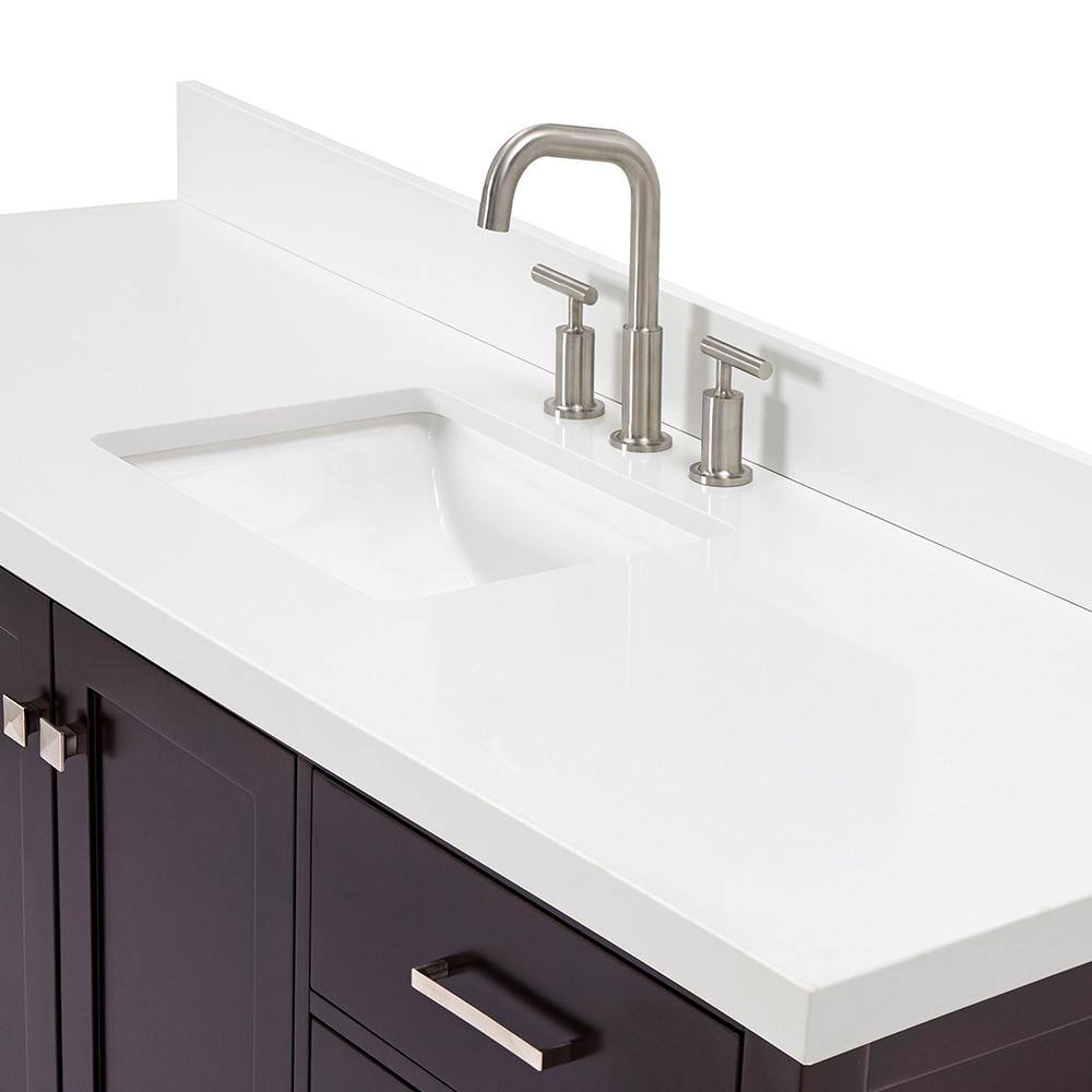Espresso Solid Wood Freestanding Single Basin Vanity with Quartz Top
