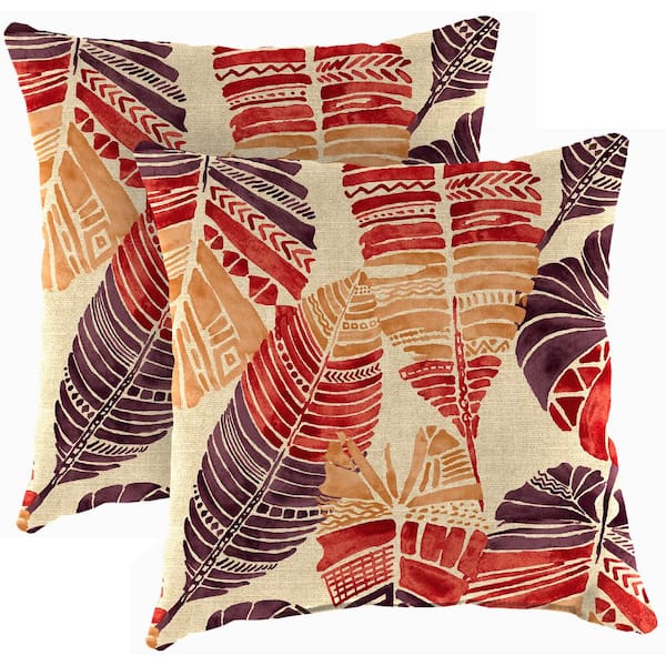 Jordan Manufacturing 16 in. L x 16 in. W x 4 in. T Outdoor Throw Pillow in Hixon Sunset (2-Pack)