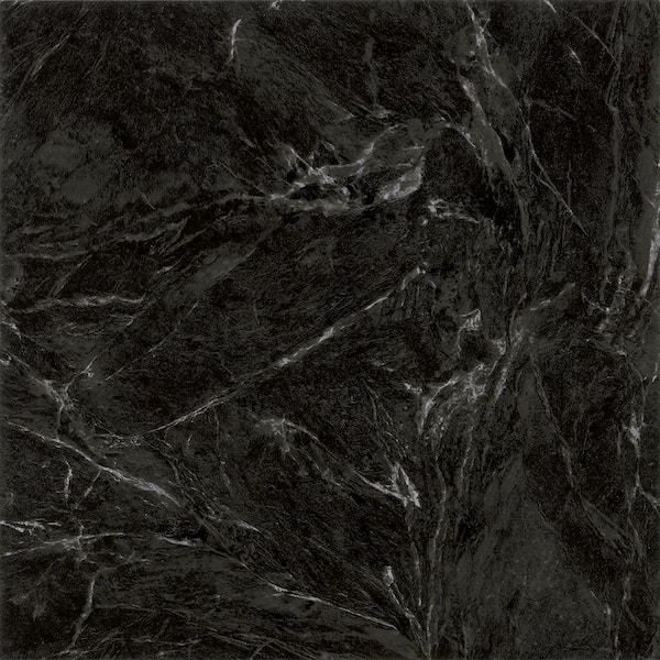 Take Home Sample - Black Marble 3 MIL x 12 in. W x 12 in. L Peel and Stick Water Resistant Vinyl Tile Flooring