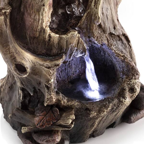 Alpine Corporation - 11 in. Tall Indoor Rainforest Tabletop Fountain with LED Lights
