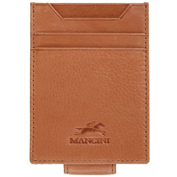 MANCINI Bellagio Collection Cognac Leather Magnetic RFID Money Clip