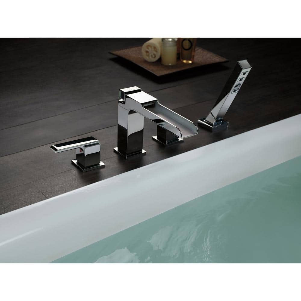 Chrome Deck Mounted Widespread Tub Faucet with Handshower