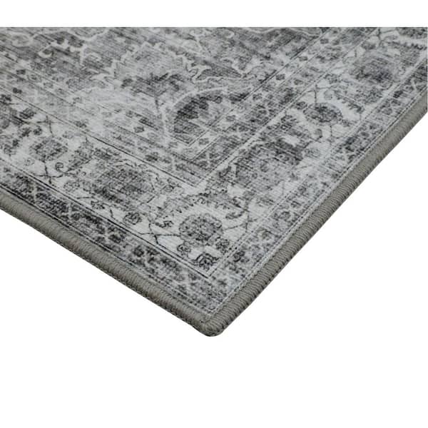 Posey Grey 2 ft. x 8 ft. Woven Oriental Polyester Area Rug