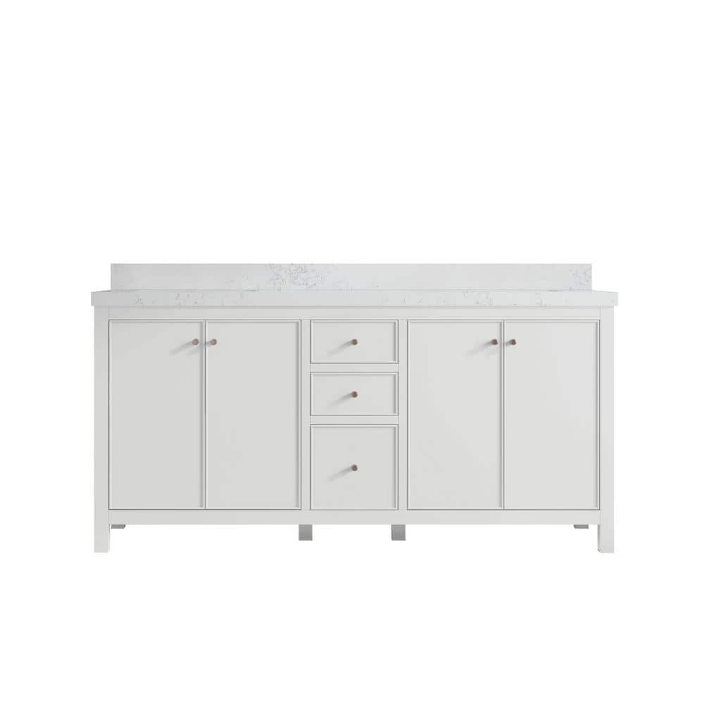 Chicago 72 in. Double Sink Freestanding White Bath Vanity with Empira White Qt. Top Unassembled price history on PriceWatchPro