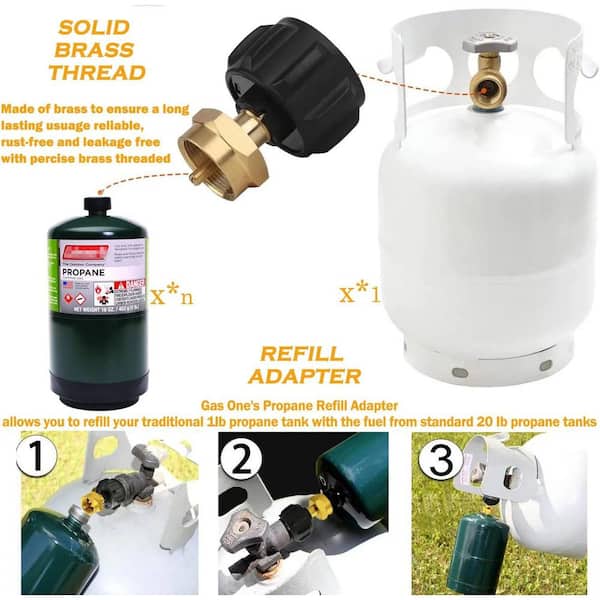 6 ft. Propane Hose Adapter 1 lb. to 20 lbs. Propane Tank Adapter with Gauge  B09TYP1WV1 - The Home Depot