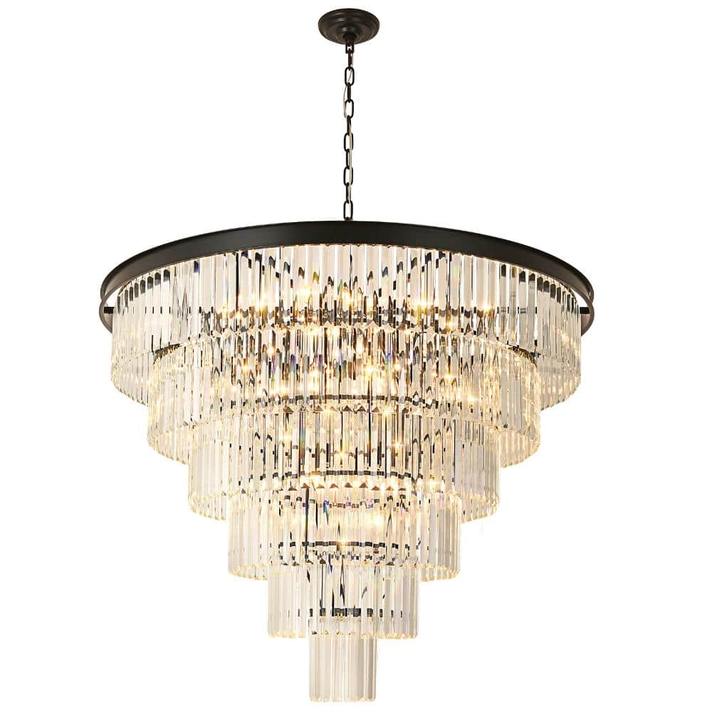 39.3 in. Modern Black  Chandelier for Living Room, Entryway, 6-Tier Luxurious Pendant Light price history on PriceWatchPro