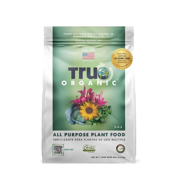 TRUE ORGANIC 8 lbs. Organic All Purpose Plant Food Dry Fertilizer, OMRI Listed, 5-4-5