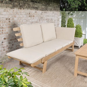 Hartley 2-Seat Modern Scandinavian Folding Wood Outdoor Day Bed Sofa, Beige/Light Teak
