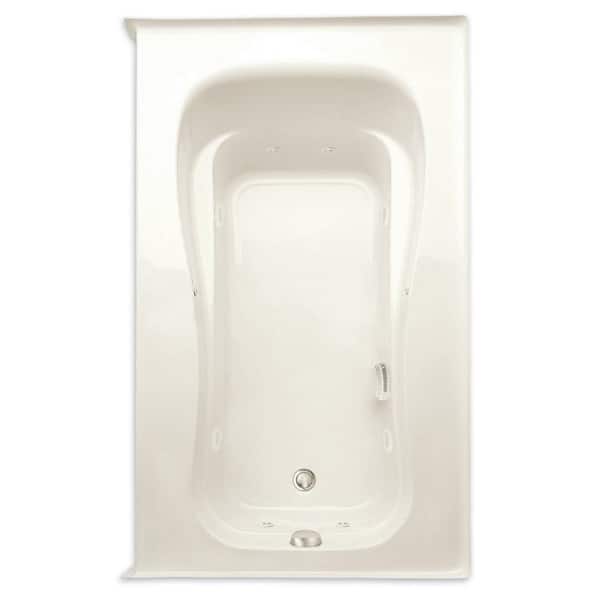 Aquatic Novelli 60 in. Acrylic Whirlpool Bathtub Right Drain Rectangular Alcove in Biscuit