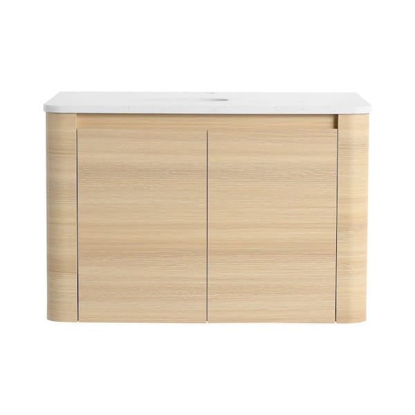 TCYO 30 in. Wall-Mounted Bath Vanity with White Engineered St1 Top in ...